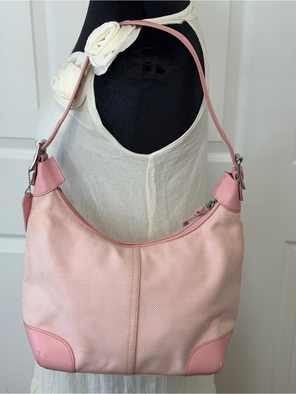 Pink Canvas Hobo Shoulder Bag Y2K Style